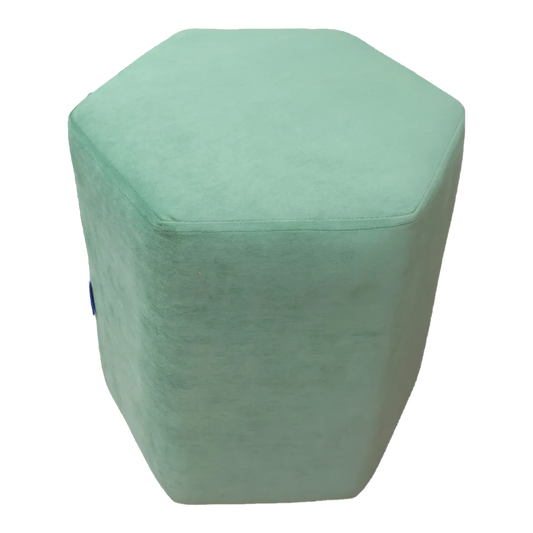 Light Green Upholstered Hexagon Pouf For Home Decor