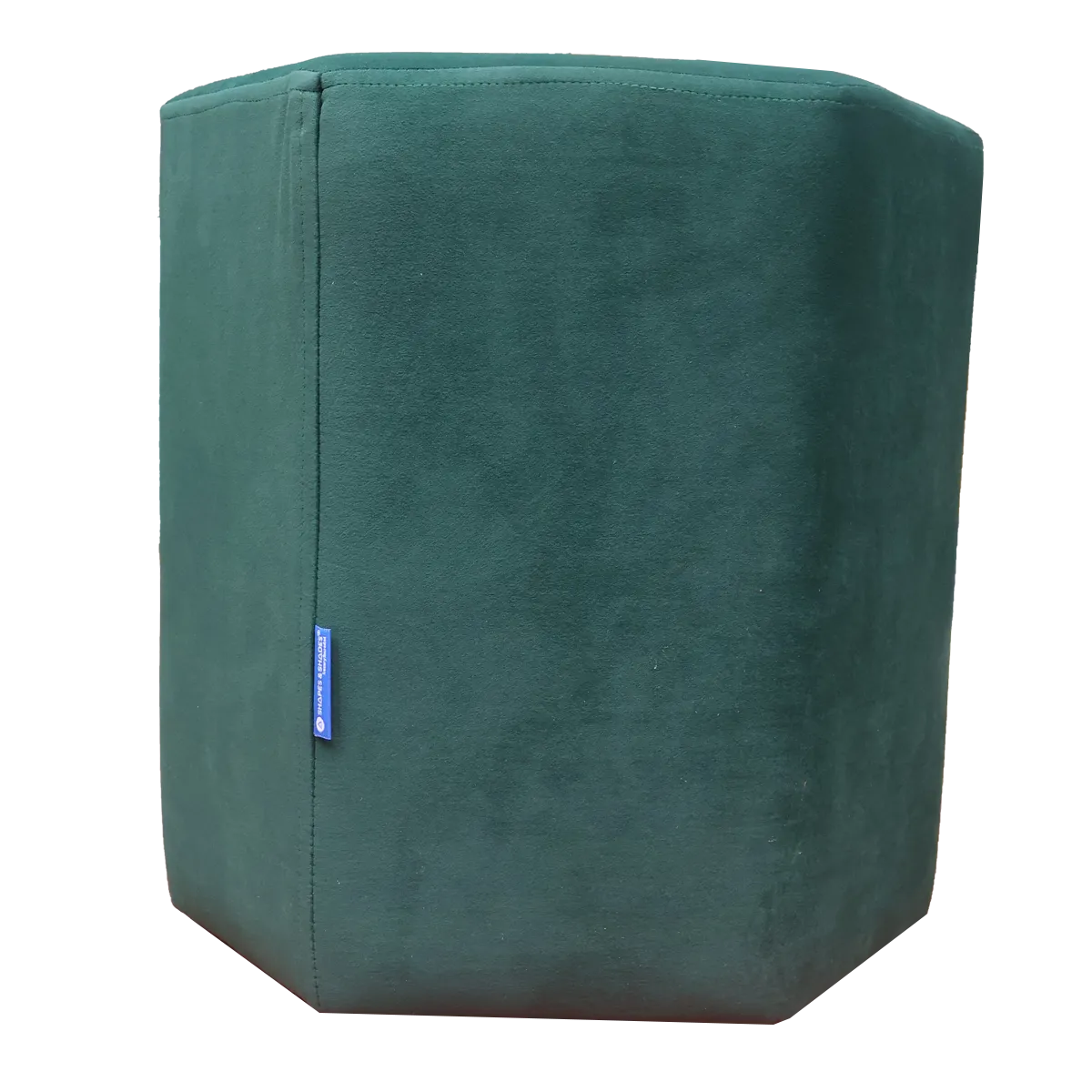 Dark Green Upholstered Hexagon Pouf For Home Decor