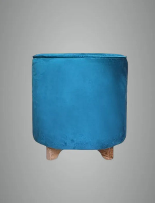 Dark Green Upholstered Round Ottoman For Home Decor