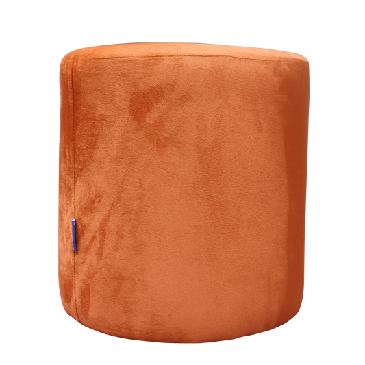 Solid Orange Upholstered Round Pouf For Home Decor
