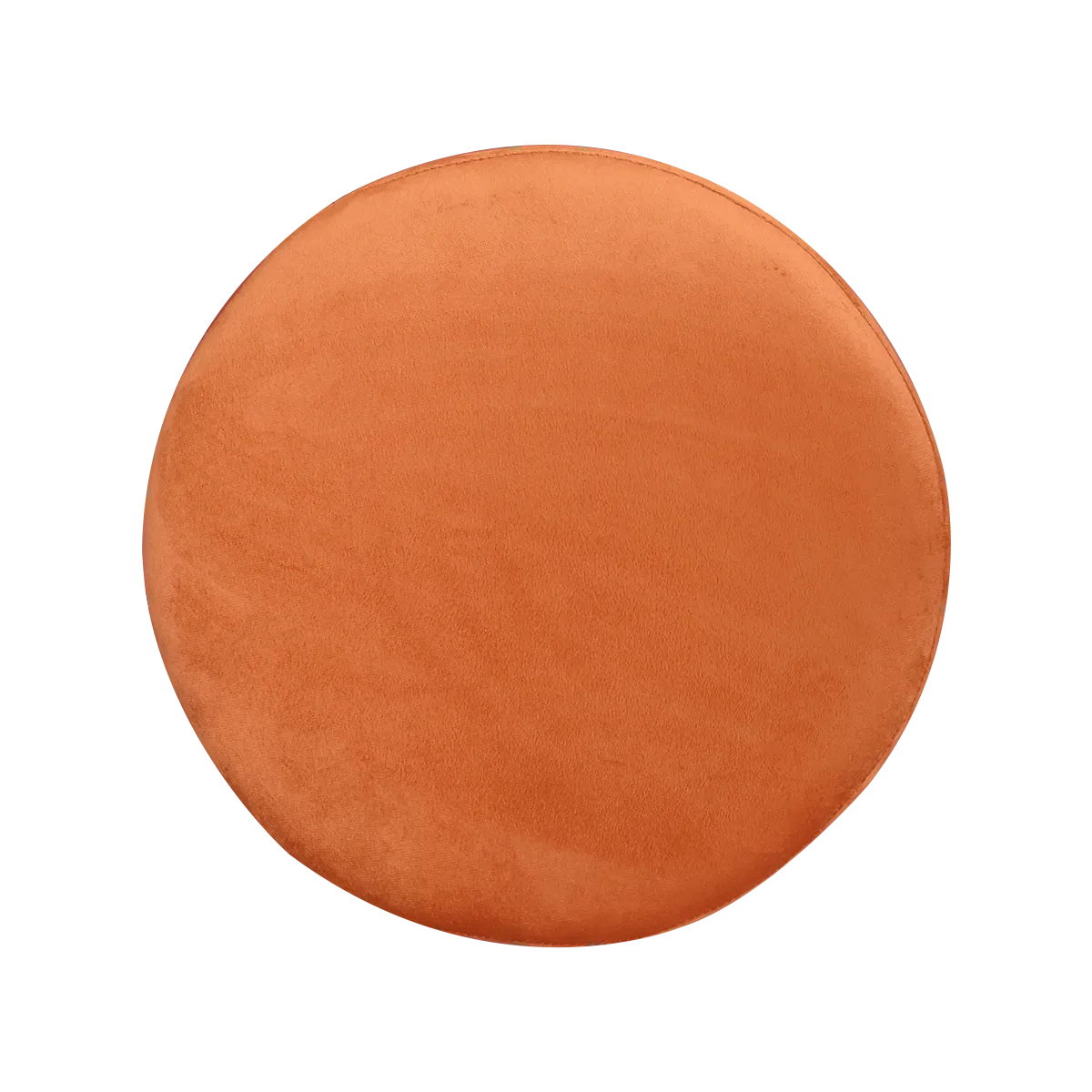 Solid Orange Upholstered Round Pouf For Home Decor