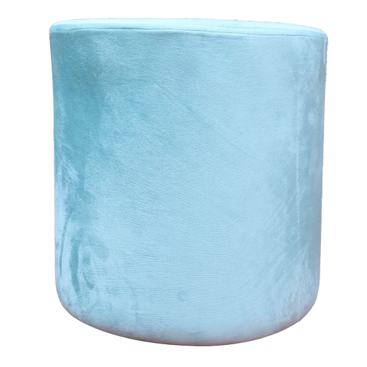 Solid Sky Blue Upholstered Round Pouf For Home Decor