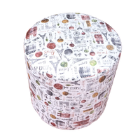 Eiffel Tower Printed Upholstered Round Pouf For Home Decor