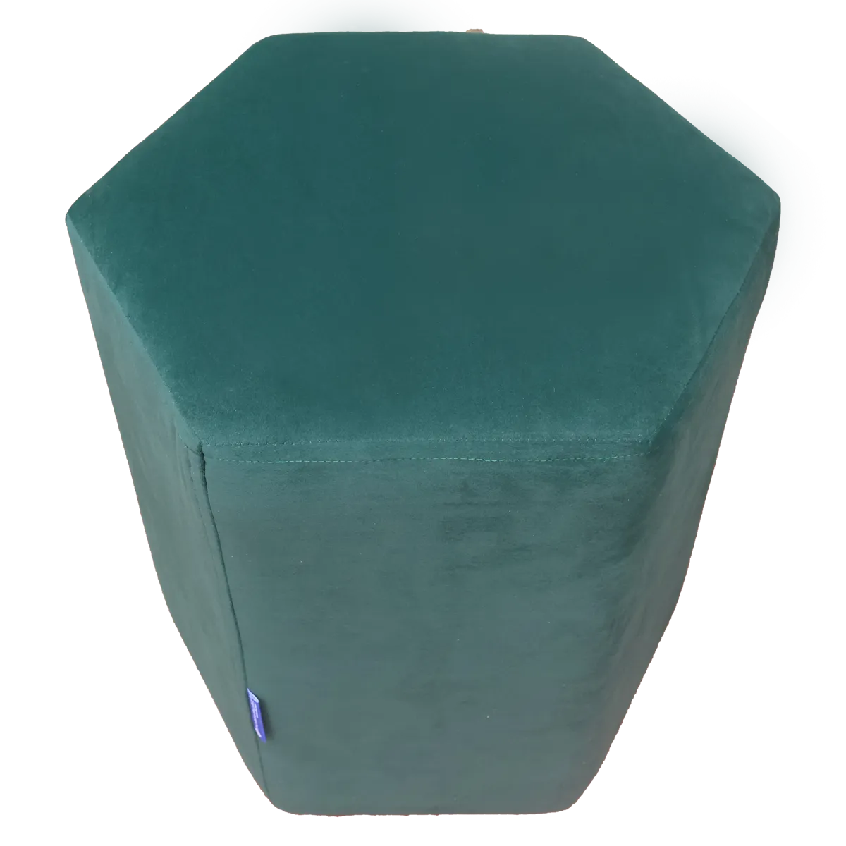 Dark Green Upholstered Hexagon Pouf For Home Decor