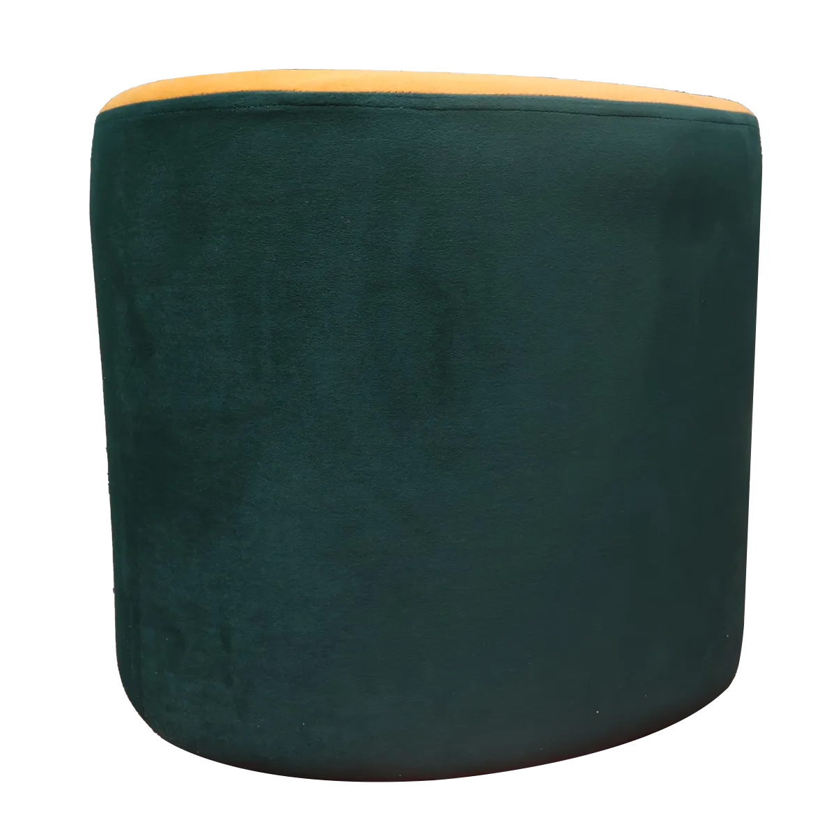 Dark Green & Yellow Upholstered Egg Pouf For Home Decor