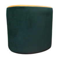Dark Green & Yellow Upholstered Egg Pouf For Home Decor