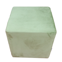 Green Upholstered Square Pouf For Home Decor