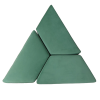 Pack Of 2 Light Green Upholstered Hexagon & Parallelogram Pouf For Home Dec