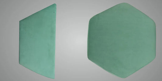 Pack Of 2 Light Green Upholstered Hexagon & Parallelogram Pouf For Home Dec