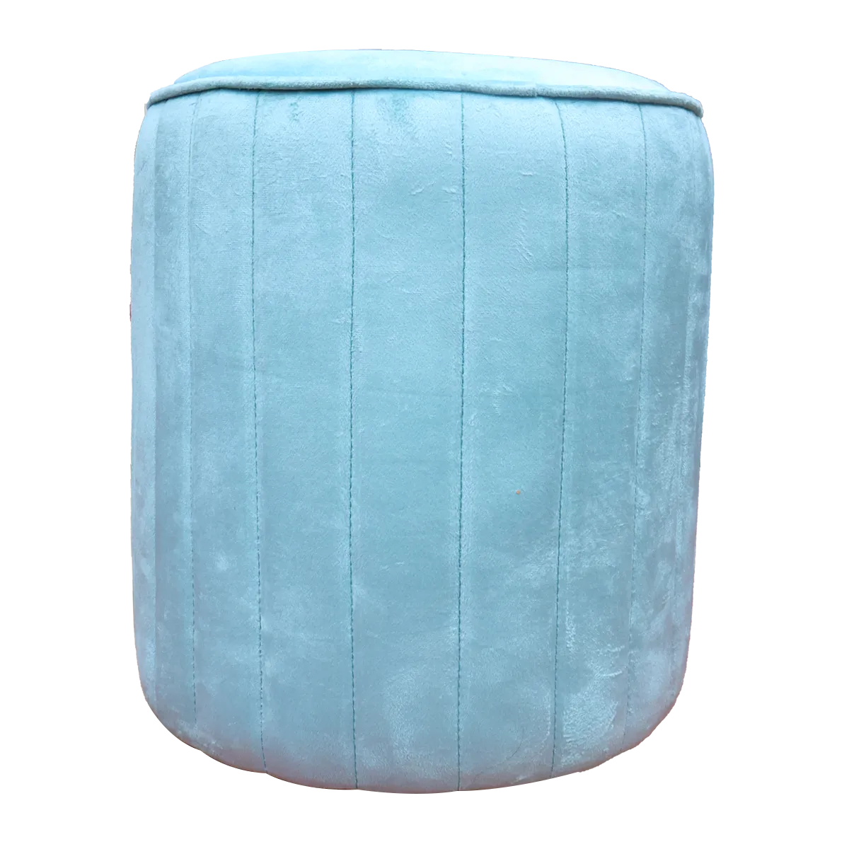 Pack Of 2 Dark Green Footstool Foot Stool & Aqua Blue Upholstered Round Pouf For Home Decor