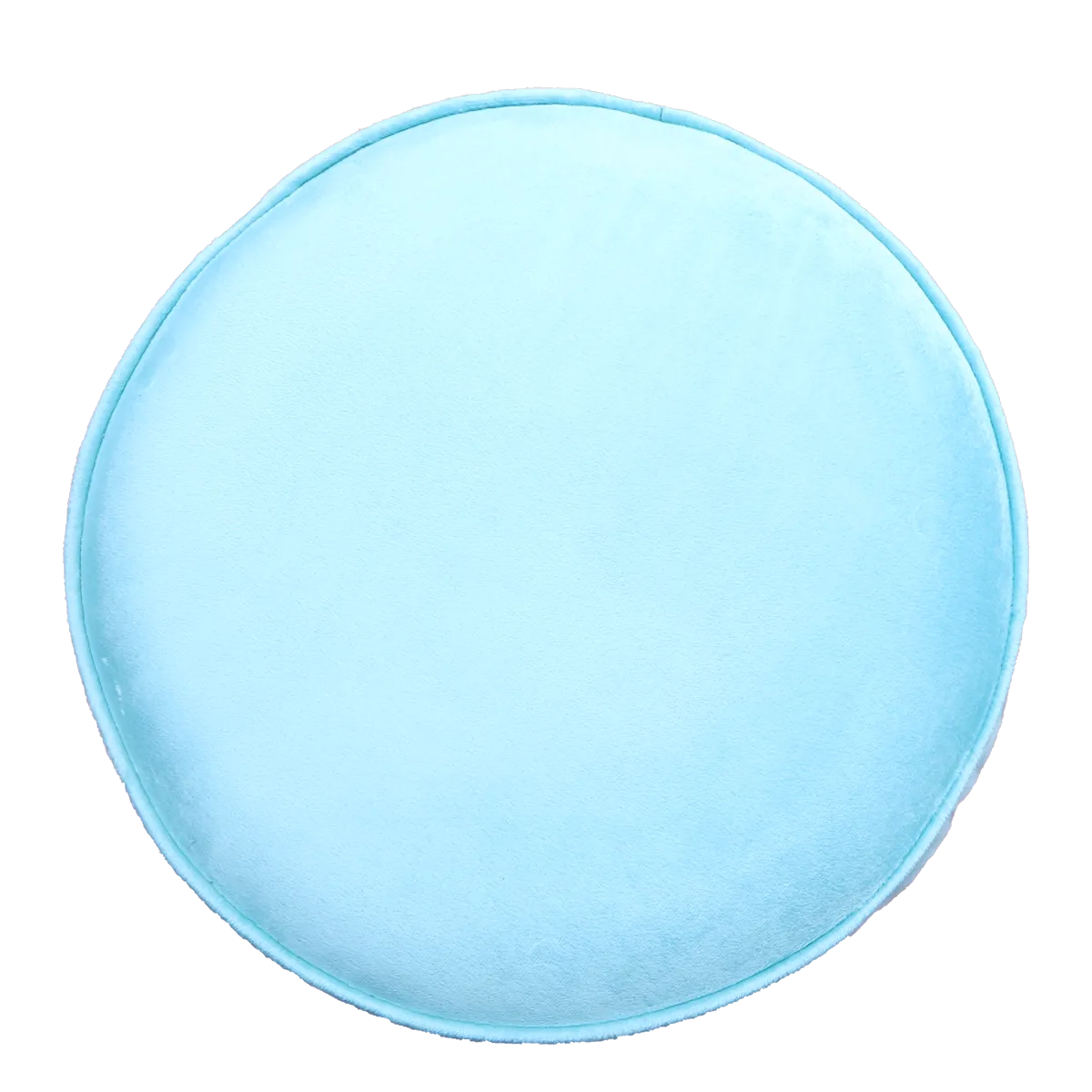 Aqua Blue Upholstered Round Pouf For Home Decor
