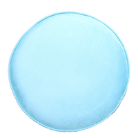 Aqua Blue Upholstered Round Pouf For Home Decor
