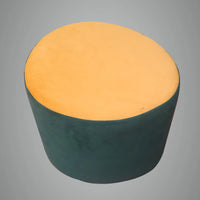 Dark Green & Yellow Upholstered Egg Pouf For Home Decor