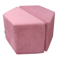 Pack Of 2 Pink & Off White Upholstered Parallelogram Pouf For Home Decor