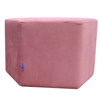 Pack Of 2 Pink & Off White Upholstered Parallelogram Pouf For Home Decor