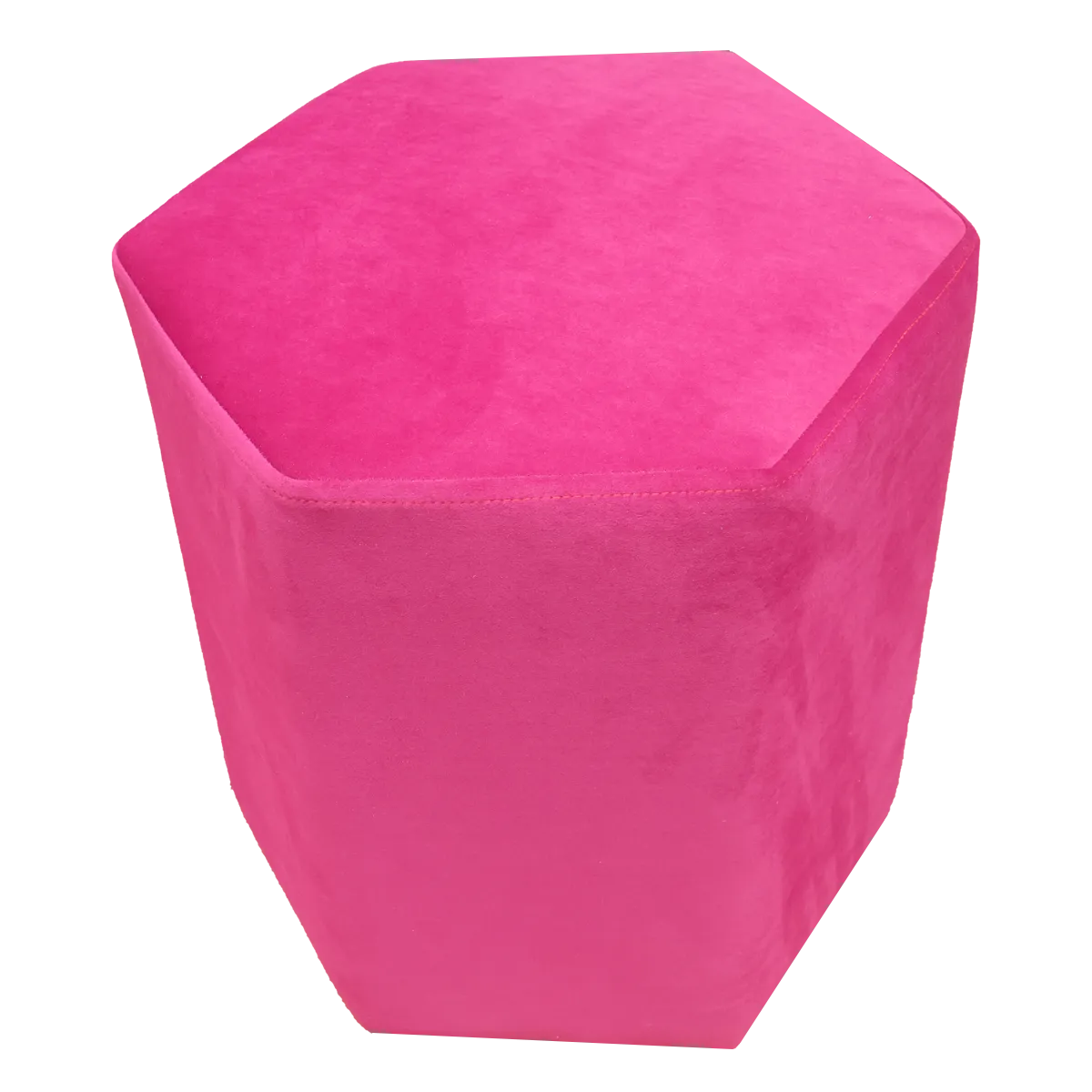 Marron Upholstered Hexagon Pouf For Home Decor