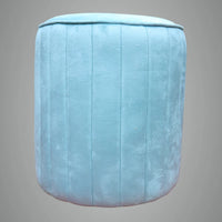 Aqua Blue Upholstered Round Pouf For Home Decor