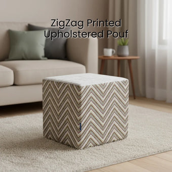 compare product Zigzag Printed Square Pouf For Home Decor