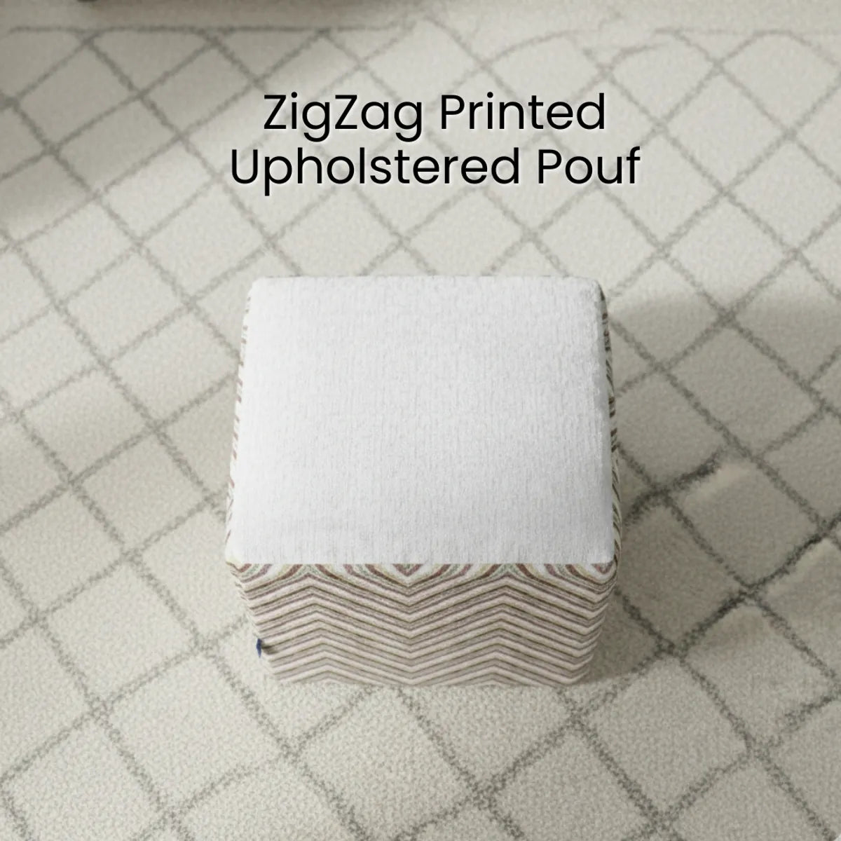 Zigzag Printed Square Pouf For Home Decor