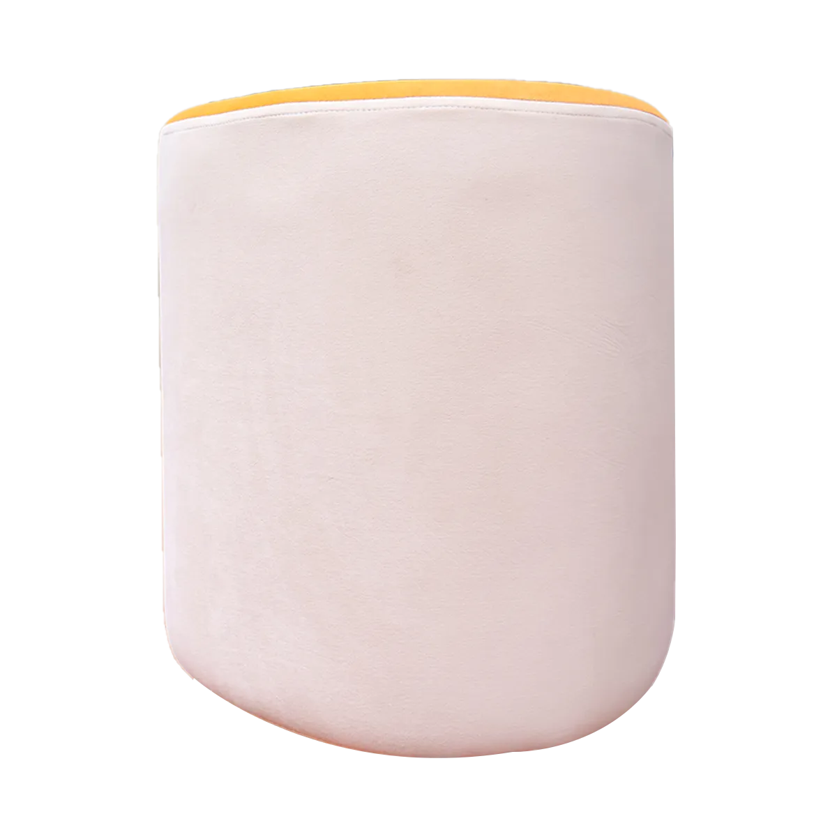 White & Yellow Upholstered Egg Pouf For Home Decor