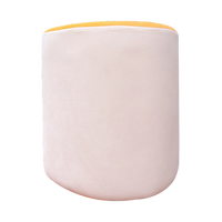 White & Yellow Upholstered Egg Pouf For Home Decor