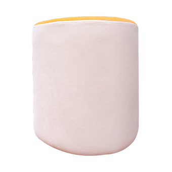 compare product White & Yellow Upholstered Egg Pouf For Home Decor