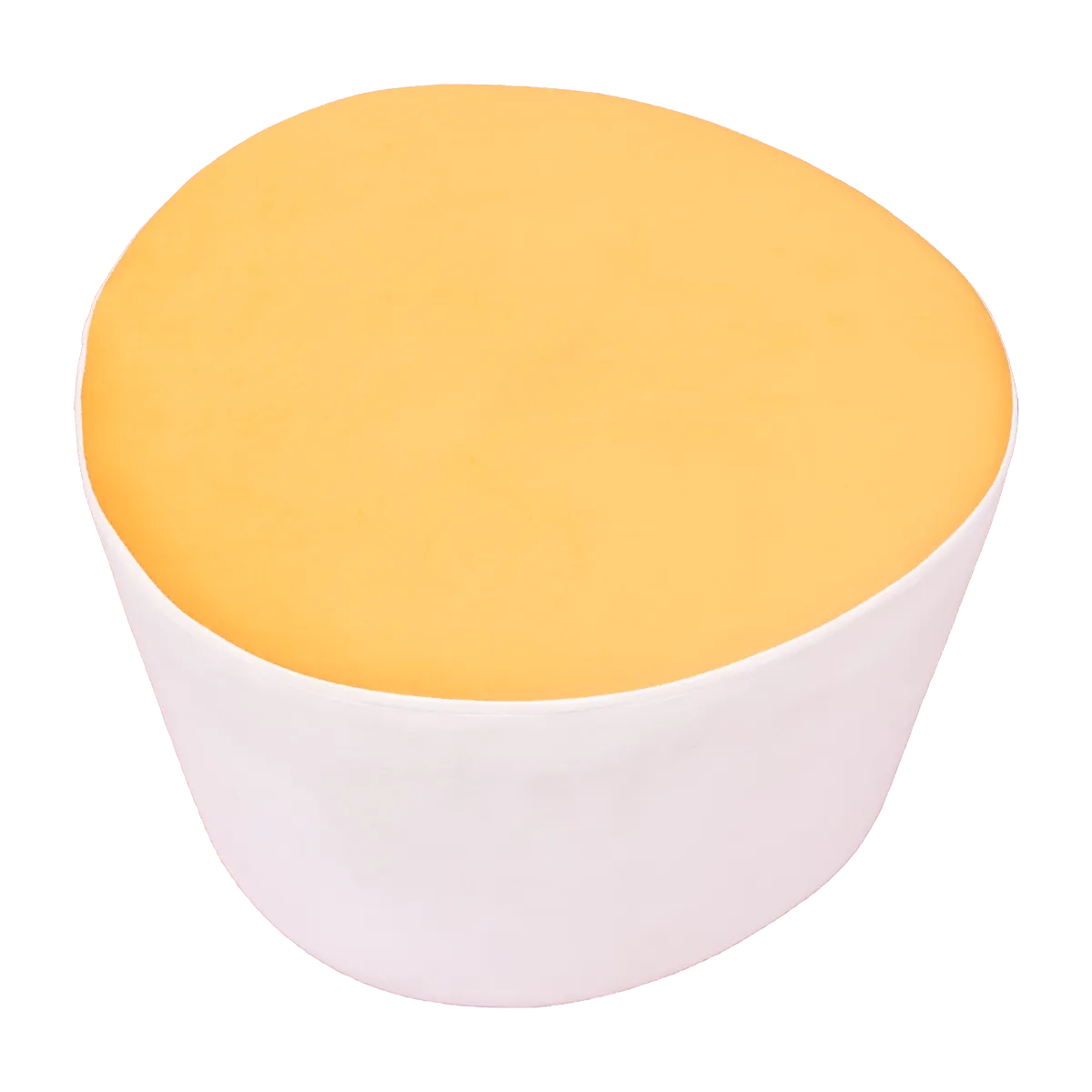 White & Yellow Upholstered Egg Pouf For Home Decor