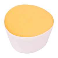 White & Yellow Upholstered Egg Pouf For Home Decor