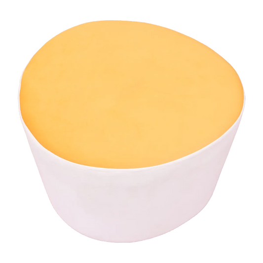 White & Yellow Upholstered Egg Pouf For Home Decor
