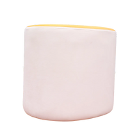 Pack Of 2 Maroon, White & Yellow Upholstered Egg Pouf For Home Decor