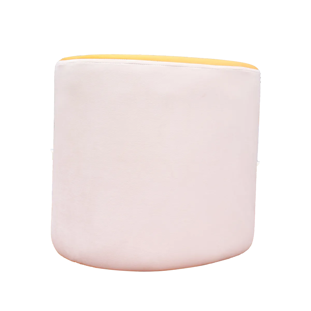 White & Yellow Upholstered Egg Pouf For Home Decor