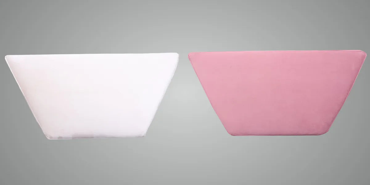 Pack Of 2 Pink & Off White Upholstered Parallelogram Pouf For Home Decor