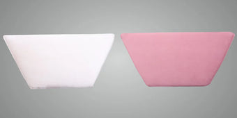 compare product Pack Of 2 Pink & Off White Upholstered Parallelogram Pouf For Home Decor