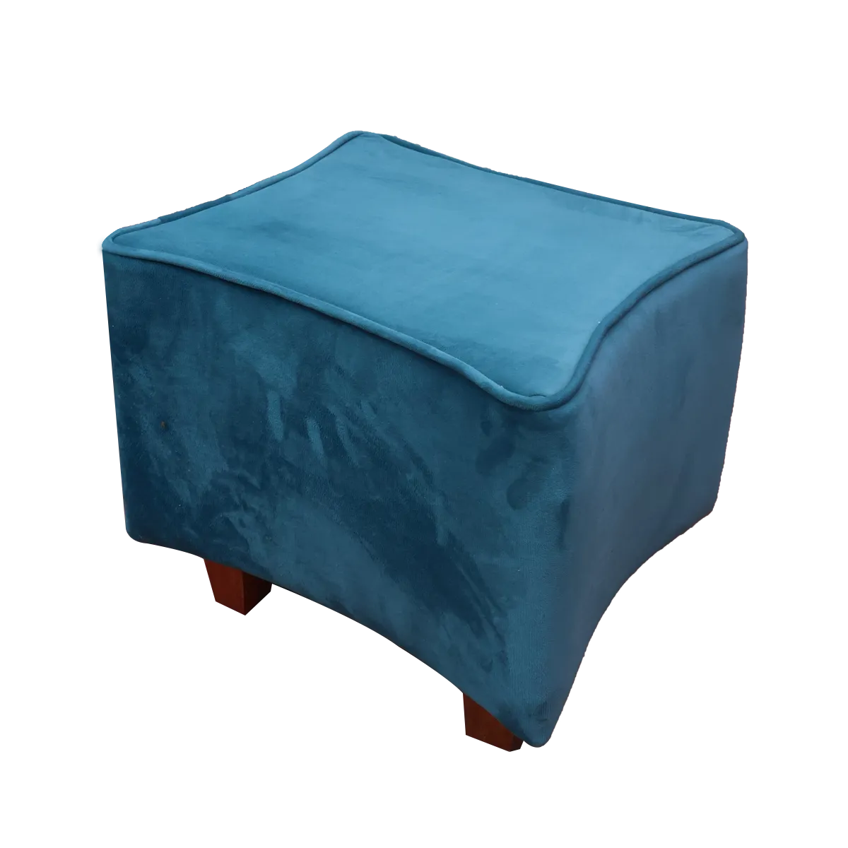 Pack Of 2 Dark Green Footstool Foot Stool & Aqua Blue Upholstered Round Pouf For Home Decor
