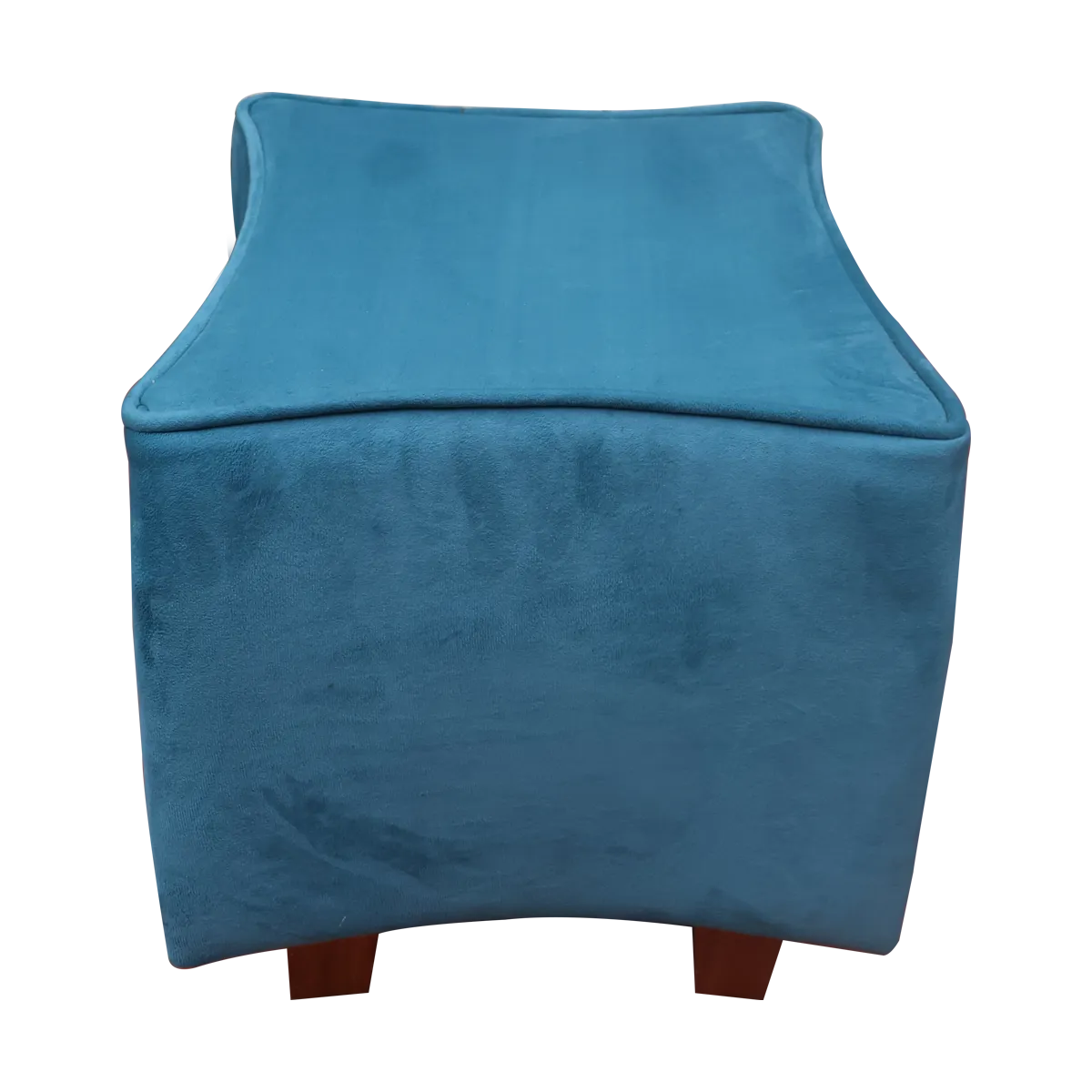Pack Of 2 Dark Green Footstool Foot Stool & Aqua Blue Upholstered Round Pouf For Home Decor