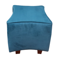 Pack Of 2 Dark Green Footstool Foot Stool & Aqua Blue Upholstered Round Pouf For Home Decor
