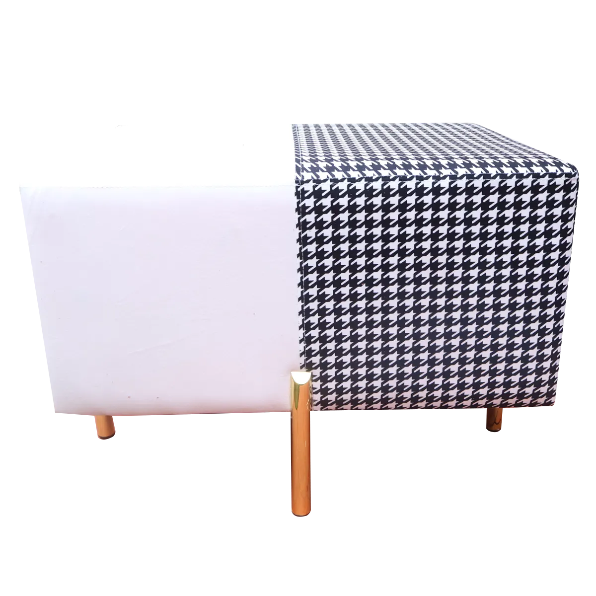 Black & White Upholstered Rectangular Ottoman For Home Decor