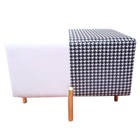 Black & White Upholstered Rectangular Ottoman For Home Decor
