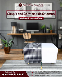 Black & White Upholstered Rectangular Ottoman For Home Decor