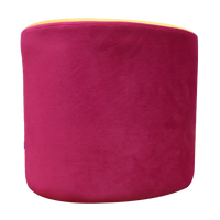 Maroon & Yellow Upholstered Egg Pouf For Home Decor