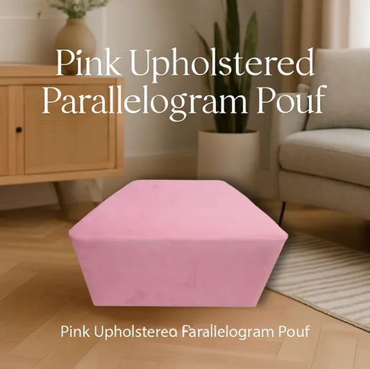 Pink Upholstered Parallelogram Pouf For Home Decor