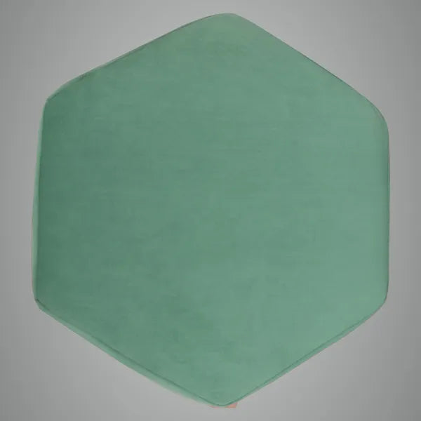 Light Green Upholstered Hexagon Pouf For Home Decor