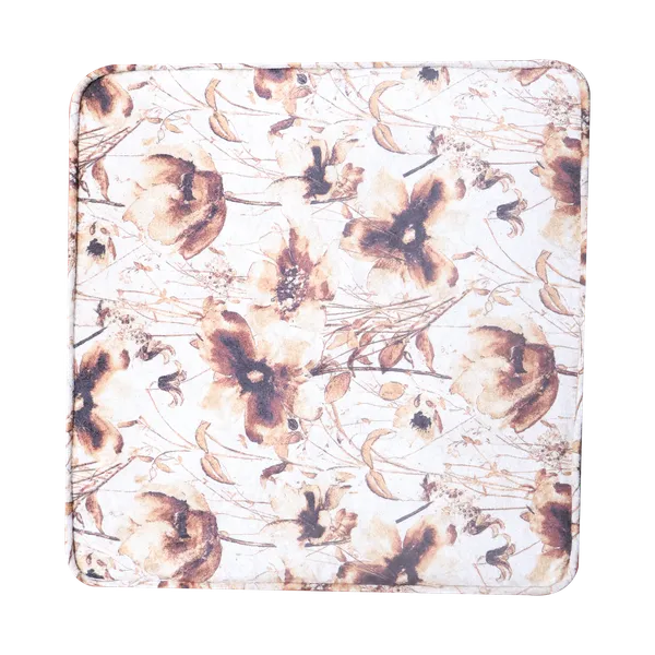 Pack Of 2 Black & White Upholstered Rectangular Ottoman & Brown Printed Upholstered Square Pouf For Home Decor