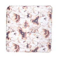 Pack Of 2 Black & White Upholstered Rectangular Ottoman & Brown Printed Upholstered Square Pouf For Home Decor