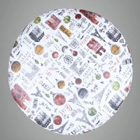 Eiffel Tower Printed Upholstered Round Pouf For Home Decor