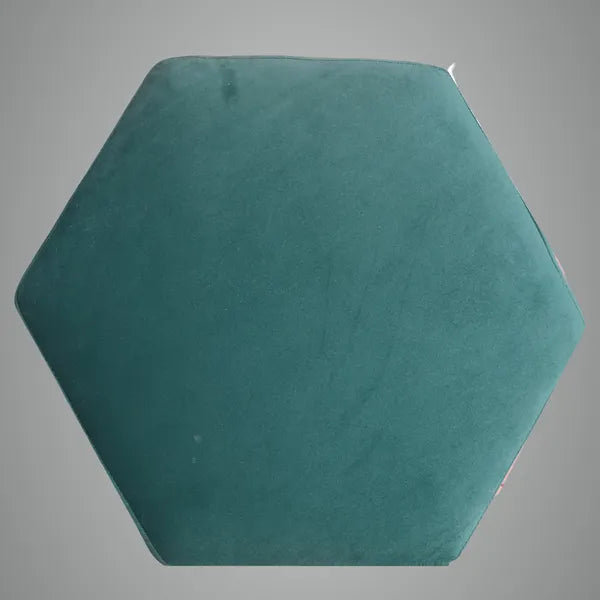 Dark Green Upholstered Hexagon Pouf For Home Decor