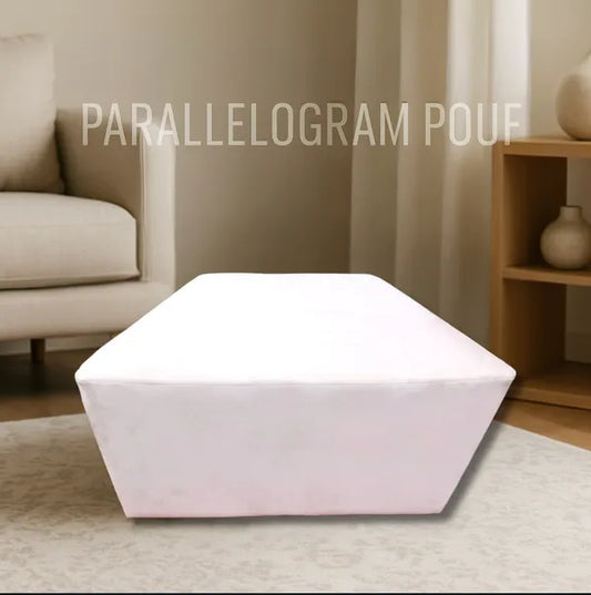 Off White Upholstered Parallelogram Pouf For Home Decor