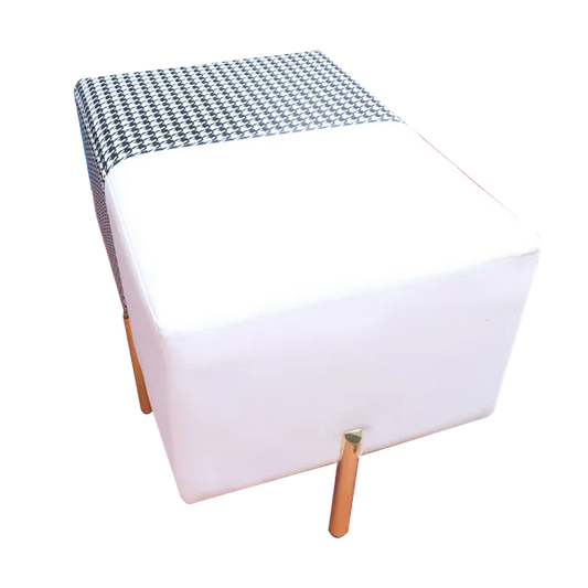 Black & White Upholstered Rectangular Ottoman For Home Decor