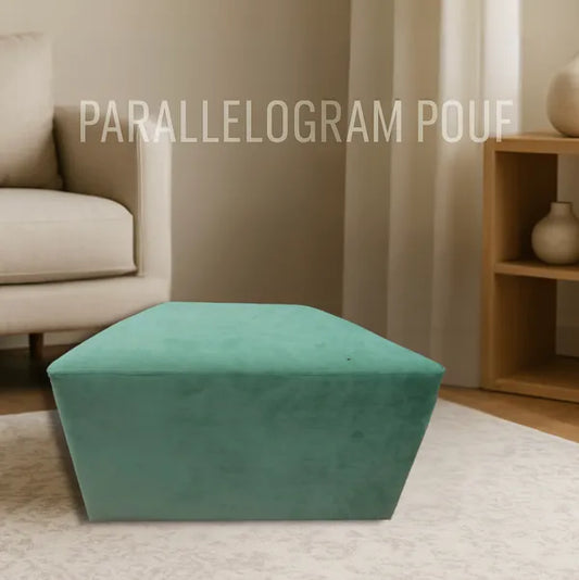 Light Green Upholstered Parallelogram Pouf For Home Decor