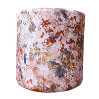 Abstract Paint Marron Upholstered Round Pouf For Home Decor